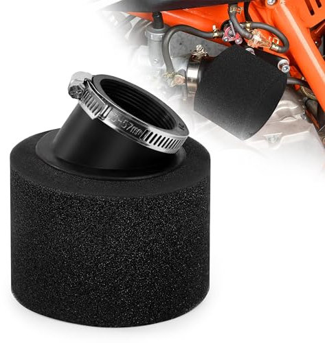 Tunejoy Filtro Aria per Moto 42mm Filtro Aria Spugna Doppio Strato ATV Bocca Obliqua per 50cc 70cc 90cc 110cc Quad Buggy Scooter Dirtbike Moto Go Kart Nero