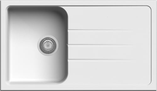 Lavello cucina Romeo bianco 1 vasca con gocciolatoio cm 86 x 50 Made in Italy