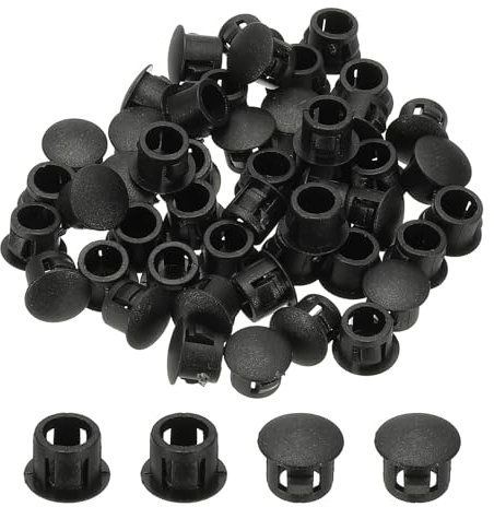 PATIKIL Bouchon de Trou en Plastique 48 Pcs 7mm pour Trous de Vis, Œillets de Bureau, Boucle de Verrouillage, pour Meubles, Embout d'Insertion pour Trous d'Armoire de Cuisine, Noir
