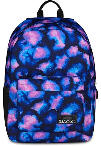 Seven Zaino Scuola Ischoolpack, Viola, Zaino Americano con Power Bank Integrato e Tasca Porta Tablet, Scuola, Bambini e Ragazzi