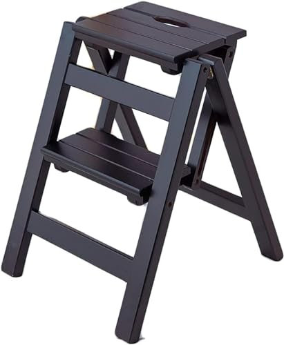 Escabeau pliable portable en bois, 2 marches antidérapantes, tabouret compact pour usage domestique