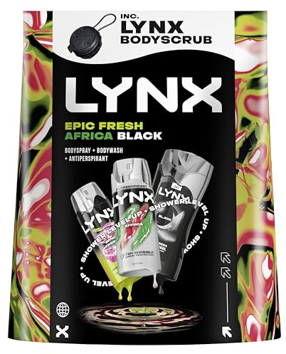 Lynx All Stars Trio Gift Set with a body wash, a body spray, an antiperspirant and a body scrub tool perfect for any occasion 3 piece