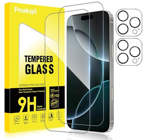 Pnakqil Schutzfolie für iPhone 16 Pro Max Panzer Schutz Glas mit Kameraschutz,Schutzglas Panzerfolie,9H Härte HD Klar Blasenfrei Folie für iPhone 16 Pro Max Screen Protector Displayschutz, 2+2 Stück
