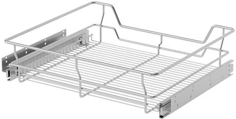 STORKING Teleskopschublade - Verchromt Ausziehbare schublade Setwahl- Küchenschublade Korbauszug Schrankauszug, Schubladeneinsätze für Küchenschrank (60cm B/43cm T)