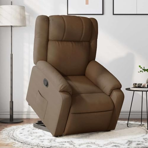 Frdhee Relaxsessel mit Massagefunktion, Relaxsessel mit Aufstehhilfe Braun Stoff Elektrischer Relaxsessels für Wohnzimmer und Schlafzimmer