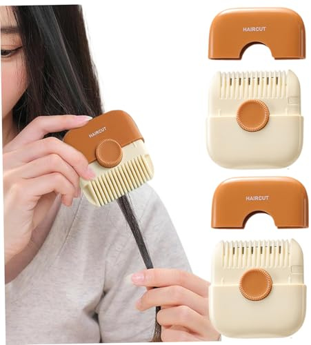 2PCS Split Ends Hair Trimmer for Women, 2 in 1 Portable Cute Hair Cutting Comb Detachable Dustproof Split End Trimmer Knob Adjustable Stainless Steel Blade Cutting Tools End
