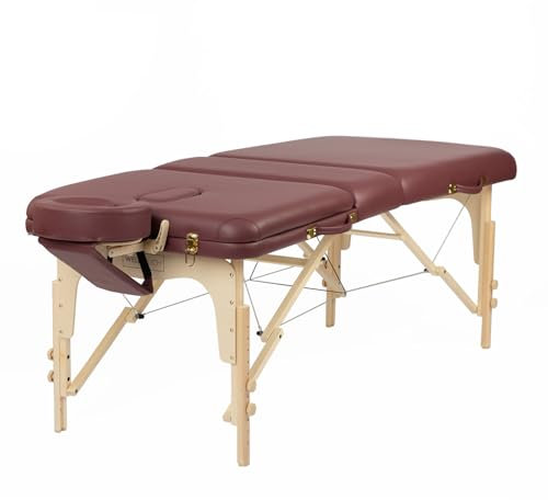 WellTouch Massageliege Salon II, Burgund, mobil, höhenverstellbar, Rückenteil verstellbar, mit Gesichtsauschnitt & Verstellbarer Kopfstütze, Armschlaufe & Tragetasche