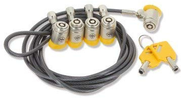 Cable antirrobo de bloqueo multicabezal 3 en 1 (compatible con Kensington, Noble Wedge y Nano) para todos los ordenadores de sobremesa y portátiles, cable de ordenador de 1,8 m + 2 llaves