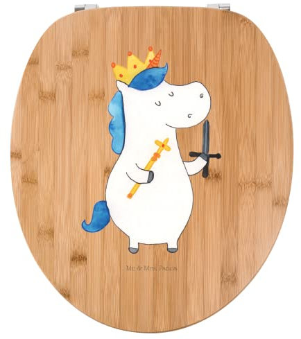 Mr. & Mrs. Panda Motiv WC Sitz Einhorn König mit Schwert - Geschenk, Einhörner, Ritter, Unicorn, WC-Sitz, Mittelalter, Klobrille, Toilettendeckel,