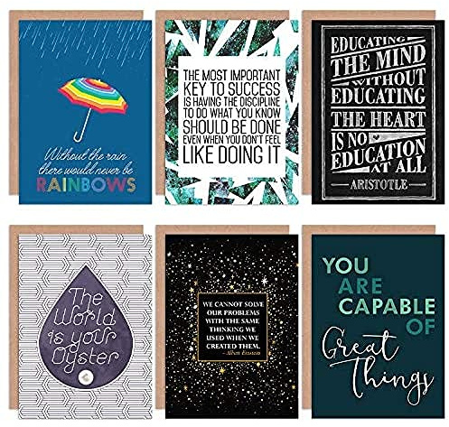 Wee Blue Coo Rainbows Quotes Typography Inspiration Empowerment Great Things All Occasions Various Assorted Blank Greeting Cards With Envelopes Pack of 6