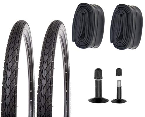 P4B | 2X 28 Zoll Fahrradreifen (35-622) mit AV Schläuchen in Schwarz | 28 x 1 3/8 x1 5/8 | Reifen mit Pannenschutz für langanhaltenden Fahrspaß und weniger Reifenschäden