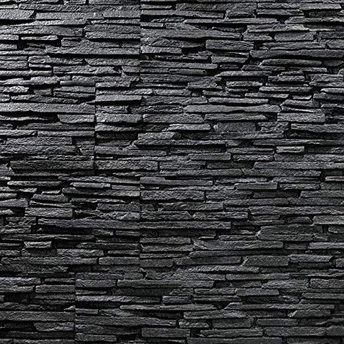 Rebel of Styles - UltraLight Tasso Black - 0,63m² / 6 Stück - EPS Wandpaneele/Verkleidung/Verblender/Platten in Natursteinoptik - Schaumstoff Wanddekoration mit Isolierung