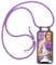 moex Mobile Phone Chain, Compatible with Apple iPhone XR Case with Strap Adjustable Length, Silicone Case, Transparent with Chain in Purple Pink, Removable
