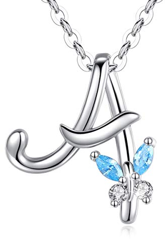 EUDORA Harmony Ball Kette mit Buchstaben A Ketten für Damen Sterling Silber 925 Halskette mit Namen Schmetterling kette mit Zirkonia Alphabet Initialen A Anhänger Schmuck für Frauen Mama Geschenk