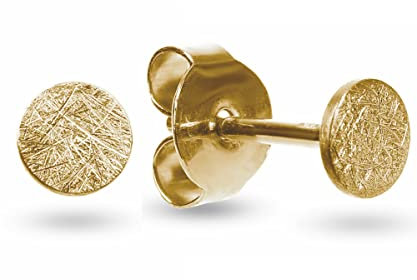 Beate Stohr - Ohrstecker Gold Silber 925, echte Handmade Ohrringe vergoldet rund 4mm Eis-Matt, für Damen, Herren, Kinder