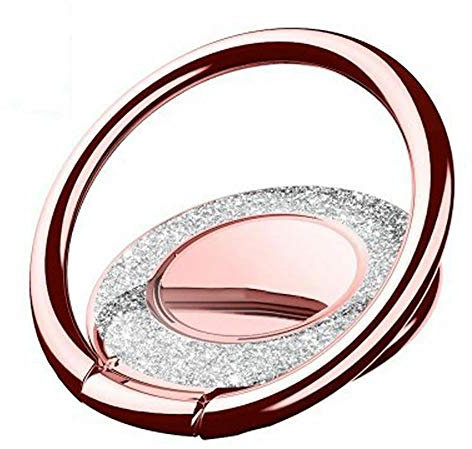 RXKEJI Anneau Support Téléphone Portable Métal Paillettes Support Universel Compatible avec Tous Smartphones Rose Gold