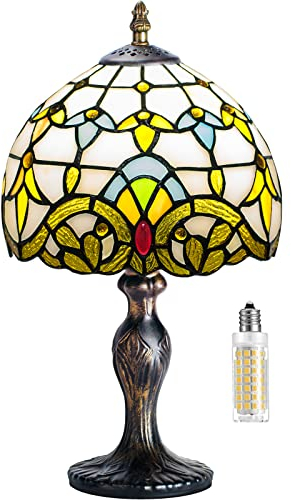 MIAOKE Tiffany Style Tischlampe, VintageTischlampe Handcraft Glasmalerei Lampenschirm Tischlampen für Schlafzimmer Nachttischlampe Arbeitszimmer Office