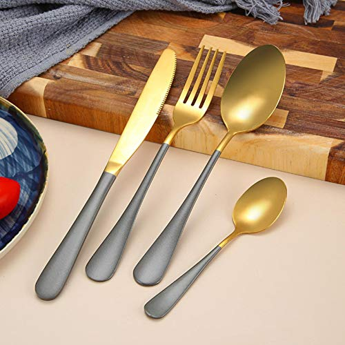 Juego de Cubiertos Cubiertos de Acero Inoxidable Chapado en Oro Negro Color Creativo Cubiertos de Carne Occidental Cubiertos de Hotel Cuchillo y Tenedor Familiares