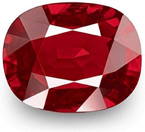 JAGDAMBA GEMS 7,25 Ratti Natürlicher Burma-Rubin-Manik-Stein, AA++-Qualität, Original Earth Mind zertifiziert, natürlicher loser Edelstein, natürlicher Rubin, Natürlicher Rubin-Edelstein, Rubin
