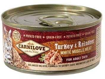 Brit Carnilove Truthahn & Rentier Indyk Rentier Erwachsene Katzen 100 g