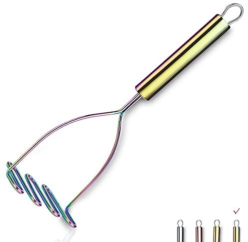 Passapatate In Arcobaleno, Passapatate In Metallo Resistente In Acciaio Inossidabile Con Placcatura In Arcobaleno In Titanio, Schiacciapatate, Verdura E Frutta, Lavabile In Lavastoviglie (9.6 Pollici)