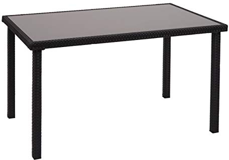 Mendler Poly-Rattan Tisch HWC-G19AM, Gartentisch Balkontisch, 120x75cm - schwarz