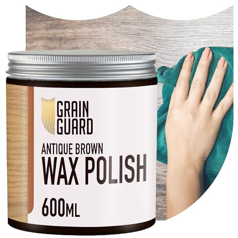 GRAIN GUARD Wax Polish | Antique Brown | Natural Beeswax & Carnauba Furniture Polish | Cleans, Shines and Protects | Non-Toxic & Water Repellent | 600ml