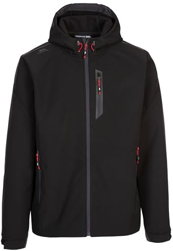 Trespass Mens Softshell Jacket Marlon B - Men's Water Repellent Jacket, Outdoor Hooded Softshell Jacket, Casual Walking Hiking Trekking Coat with Pockets