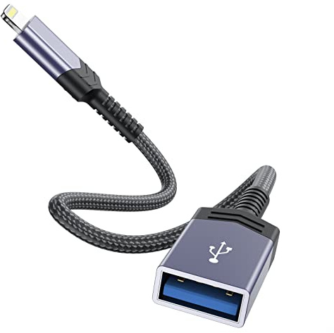 iPhone USB OTG Adapter [Apple MFi-Zertifiziert], Lightning auf USB 3.0 Kamera Adapter kompatibel für iPhone iPad OTG-Kabeladapter Unterstützt USB-Flash-Laufwerk, Kartenleser, Maus, Tastatur-Grau