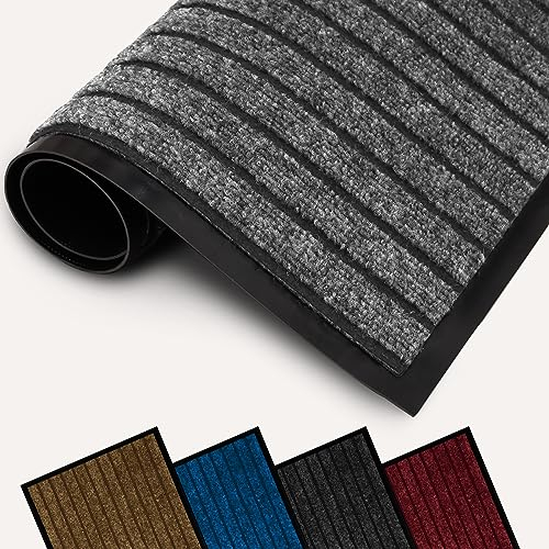 Imperial Rooms Grey Door Mat Non Slip – Rubber mat 40x60cm Machine Washable Door Matts indoor Dirt Trapper Super Absorbent Door Mats Outdoor