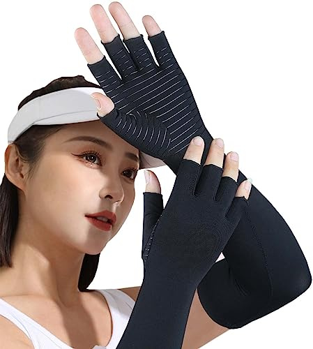 SHIFANQI Copper Long Arthritis Gloves - Copper Infused Extra Long Fit Compression Glove for Women & Men Computer Typing, Carpal Tunnel and Support Wrist Hands Pain Relief,1 Pair (XL)