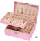 WAREHOUSE Schmuckaufbewahrung, 2-Lagige Abnehmbare Schmuckkästchen, zur Aufbewahrung von Schmuck, Ringen, Ohrringen, Armbändern und Halsketten, Wasserdichte Leder Schmuckkasten (Rosa)