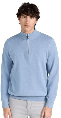 Barbour Herren-Pullover aus Baumwolle mit halbem Reißverschluss, dunkles Chambray, Dark Chambray, XL