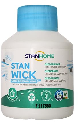 STANHOME Stan wick Ambientador atrapaolor, Aromatiza y refresca el Hogar - Fragancias: Limón, Oceáno, Floral, Montaña (Frescor Oceánico, 250ml)