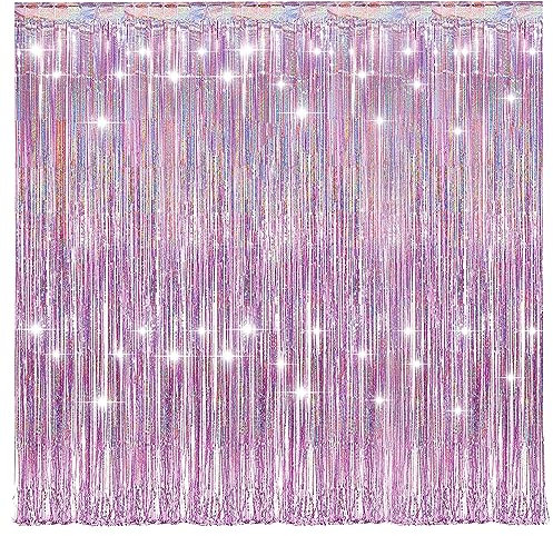 ATBUSS 2 tende a laser rosa, con nappe lucide, decorazioni per sfondo per feste, da appendere, per compleanni, matrimoni, discoteche, feste di barbie
