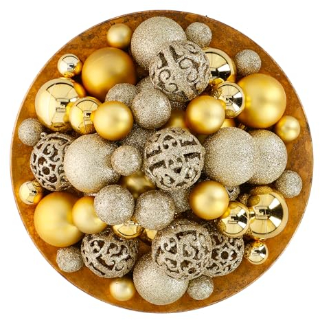 Giftsome Palline di Natala d'Oro - 101 Pezzi Decorazioni Albero di Natale - Addobbi Albero di Natale - per Uso Interno ed Esterno - Ø3/4/6 cm - Opache, Lucide, Acintillanti e Aperte