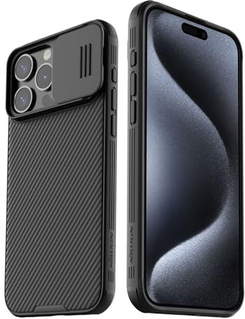 Nillkin for iPhone 15 Pro Case, with Slide Camera Protection Cover, Slim Stylish Protective Case, Scratch-Resistant Back, For iPhone 15 Pro 6.1 inch,Black