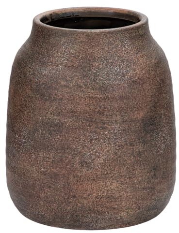 Briful Jarrón grande de cerámica de bronce rústico de 18 cm de alto, jarrón de 7 pulgadas para flores, pampas, plantas secas y decoración