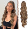 FESHFEN Pferdeschwanz Haarteil Haarverlängerung mit Kordelzug Pferdeschwanz Verlängerung Synthetik Wellig Locken Haarteil Honigblond Gemischt Hellbraun Ponytail Extension für Frauen 60cm