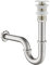 SET - Design Siphon mit Ablaufgarnitur ohne Überlauf KEOKBON Siphon 1 1/4 x 32 mm Pop Up Ventil für Waschbecken und Waschtisch, Edelstahl Röhrensiphon Geruchsverschluss Gebürstetes Nickel