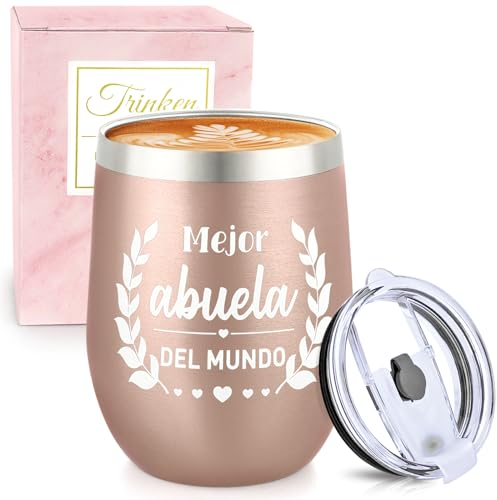 Miofula Taza de café de Viaje, Regalo para Abuela Cumpleaños-Mejor Abuela del Mundo, 360ml Acero Inoxidable Termo Café Hermético para Café Frío y Caliente, Leche y Té, Regalos para Abuela