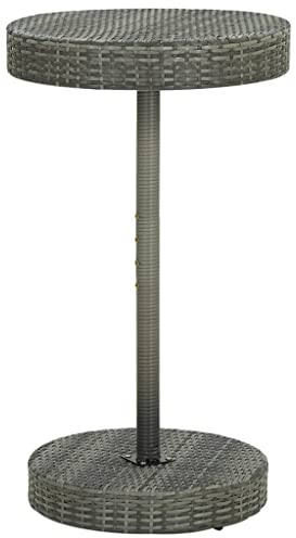 AUVYI Gartentisch Grau Ø60,5x106 cm Poly Rattan Dining Table Pokertisch Campingtisch Buffettisch Küchentisch Biertisch Beistelltisch Klein Multifunktionstisch Bierpong Tische