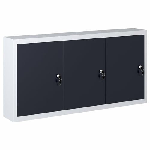 ARKEM Armario de Herramientas de Pared Armario Auxiliar Multiusos Armario Auxiliar Armario baño Pared Mueble Auxiliar Cocina Industrial Metal Gris y Negro