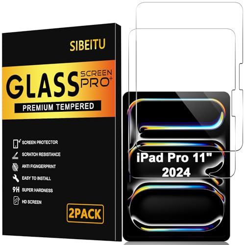 SIBEITU Confezione da 2 pellicole protettive in vetro temperato per iPad Pro 11 2024, pellicola salvaschermo in vetro temperato per iPad Pro 11 pollici, durezza 9H antigraffio per iPad Pro 11 2024