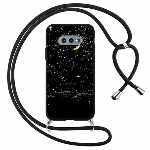 Foonary Coque pour Samsung Galaxy A50 / A30S /A50s avec Cordon de Collier, Aesthetic Planète Motif Étui Housse Réglable Lanyard Corde, Souple Silicone TPU Antichoc Protection Case 6,4, Lune
