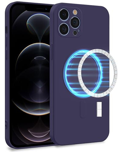 MyGadget Coque Silicone [ Compatible avec MagSafe ] Compatible avec Apple iPhone 12 Pro Max - Case TPU Souple & Soft avec Doublure Microfibre - Cover Protection Violet