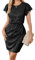 GRACE KARIN Pailletten Glitter Cocktailkleider Damen Kurzarm Bleistift Kleider Schwarz XL