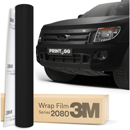 PRINT.GG Autofolie 3M 2080 Mattes Tiefschwarz M22, 152 x 130 cm, Selbstklebende Folie Car Wrapping Folie, Robuste Lackschutzfolie Auto, Motorrad, Boot, Auto Folie mit hervorragender Haftung
