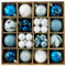 44 PCS Christmas Ball Ornaments, Christmas Baubles for Tree Decorations Delicate Xmas Theme Painting Glittering Pendants, White Blue Baubles