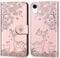 Nbziyoo Phone Case for iPhone XR, Embossed Deer Floral Animal Flip Wallet Case with Card Slots, Premium Magnetictective PU Leather Cover Case for iPhone XR.Pink